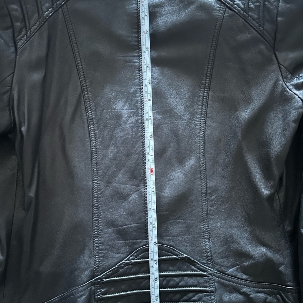 Black Leather Jacket with detachable Hood see pics. Soft leather worn once - Picture 13 of 15